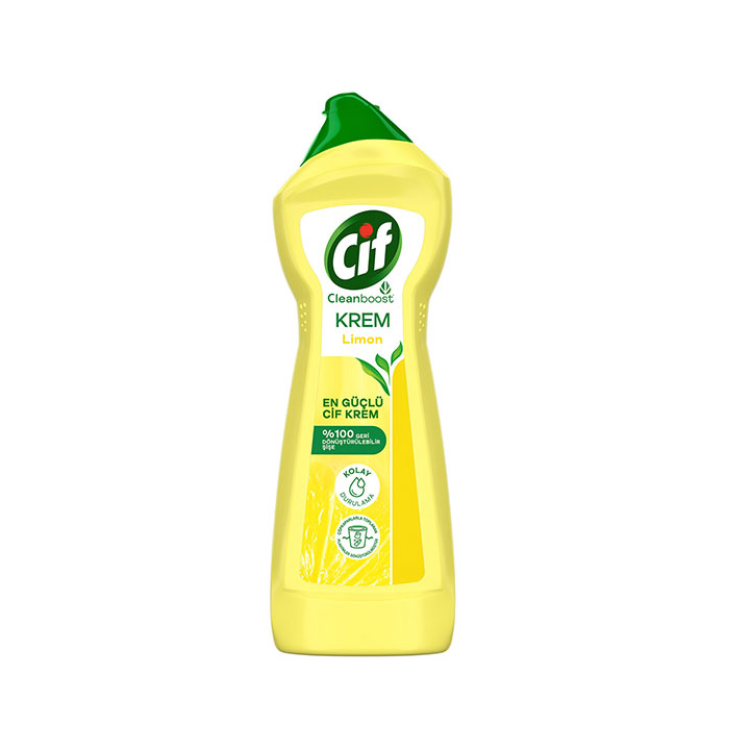 Cif Krem Yüzey Temizleyici Limon Kokulu Yağ ve Leke Çıkarıcı 750 ML